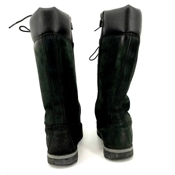 Timberland Classic  Black LeatherTall Boots Girls' Kids Gradeschool Shoes Size 4