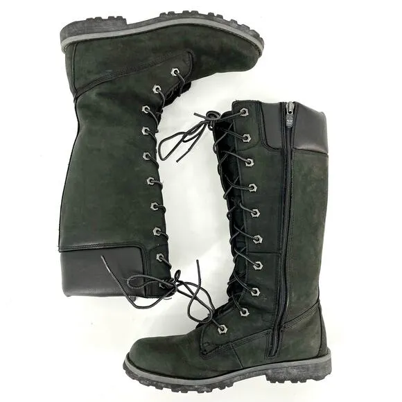 Timberland Classic  Black LeatherTall Boots Girls' Kids Gradeschool Shoes Size 4