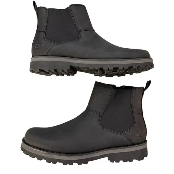 Timberland Courma Kid Chelsea Black Leather Boot Size 5.5Y