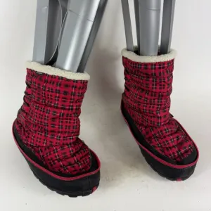 Timberland Earthkeeper Snow Boots Women's 8 Red Plaid Mid-Calf Insulated 3548R