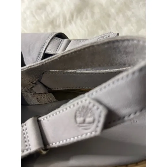 Timberland Emerson Point toe peep toe Platform Gray Leather Sandals Women Size 6