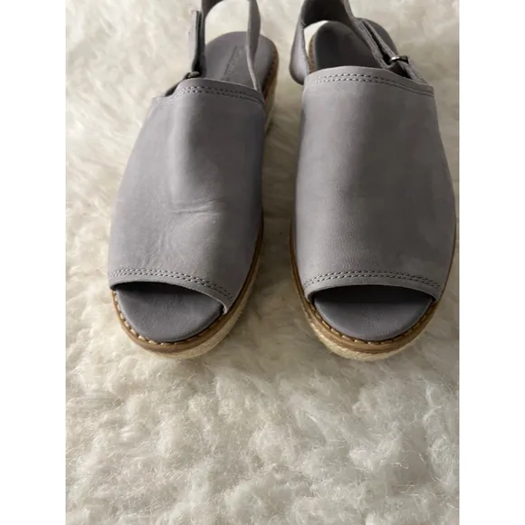 Timberland Emerson Point toe peep toe Platform Gray Leather Sandals Women Size 6