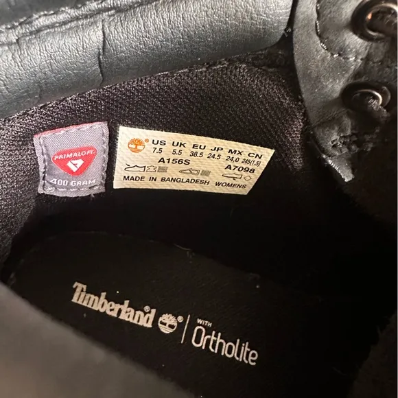 Timberland Linden Woods Black Waterproof Leather Boots Women’s Size 7.5 Lug Sole