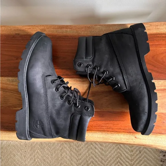 Timberland Linden Woods Black Waterproof Leather Boots Women’s Size 7.5 Lug Sole
