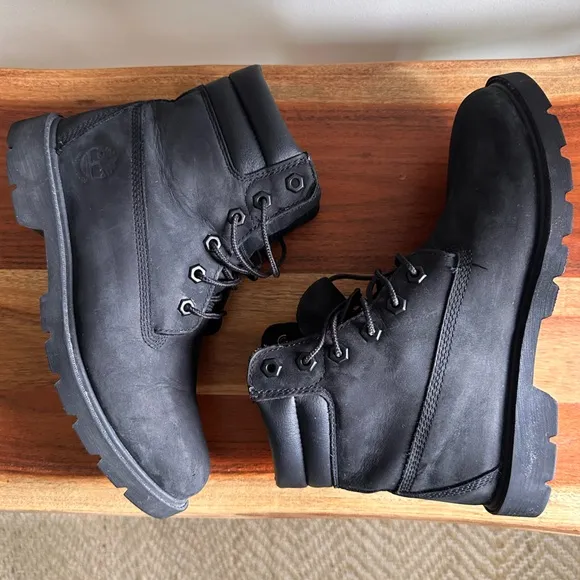Timberland Linden Woods Black Waterproof Leather Boots Women’s Size 7.5 Lug Sole