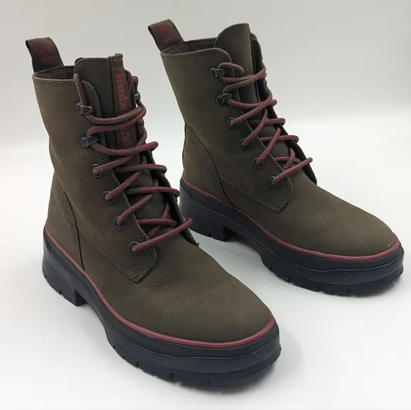 TIMBERLAND Malynn EK  Waterproof Olive Nubuck Leather Lace-up Utility Boot Sz 8