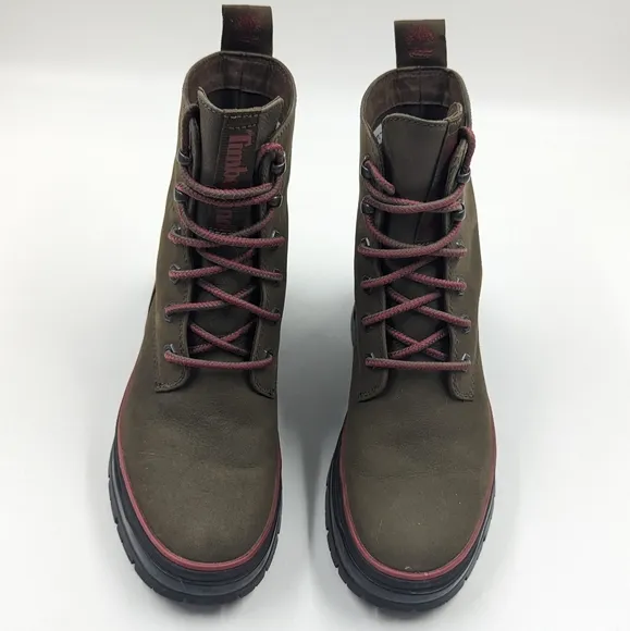 TIMBERLAND Malynn EK  Waterproof Olive Nubuck Leather Lace-up Utility Boot Sz 8