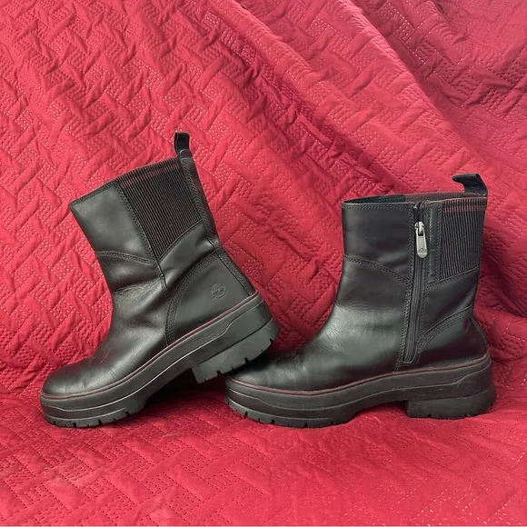 Timberland Malynn Women's Black Leather Side Zip Waterproof Boots A2D78 W10