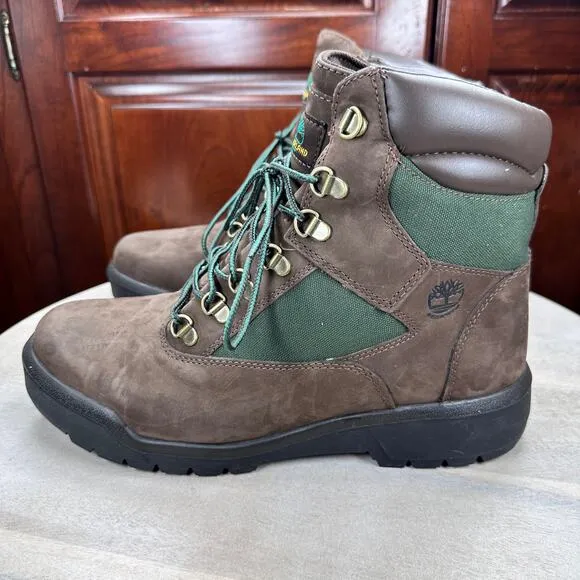 Timberland Mens Field Boots Size 10 6&quot; Dark Brown Nubuck Waterproof Boots A18AH