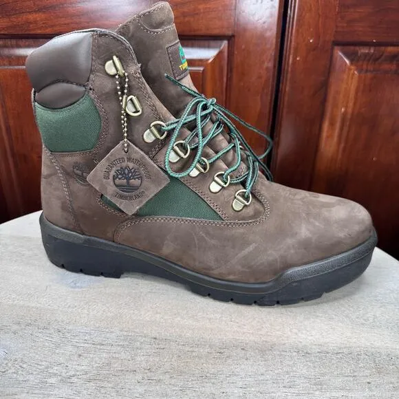 Timberland Mens Field Boots Size 10 6&quot; Dark Brown Nubuck Waterproof Boots A18AH