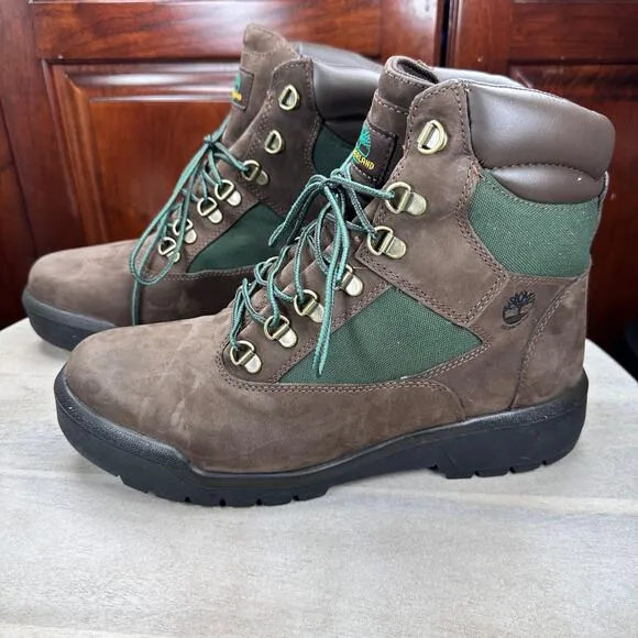 Timberland Mens Field Boots Size 10 6&quot; Dark Brown Nubuck Waterproof Boots A18AH