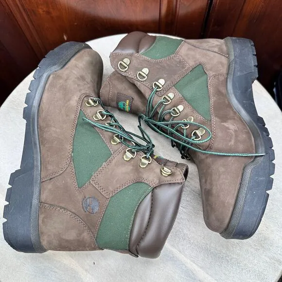 Timberland Mens Field Boots Size 10 6&quot; Dark Brown Nubuck Waterproof Boots A18AH