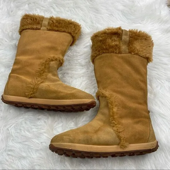 Timberland Muk Luk Corduroy Leather Fur Top Boots