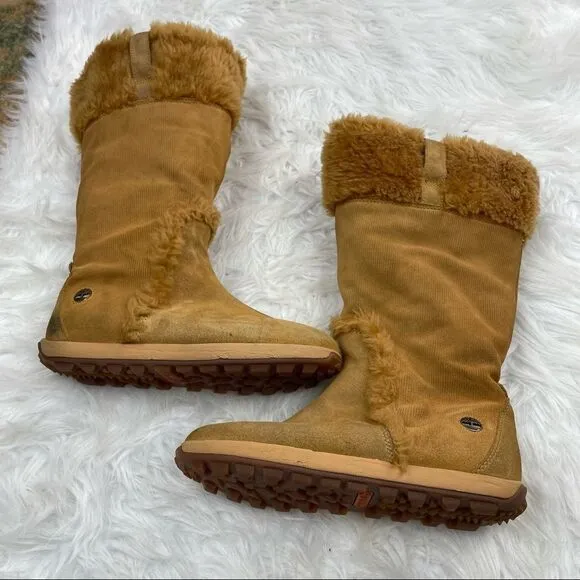 Timberland Muk Luk Corduroy Leather Fur Top Boots