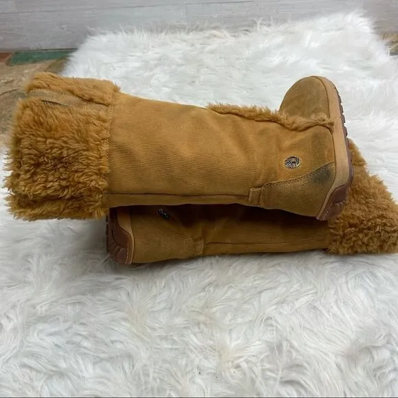 Timberland Muk Luk Corduroy Leather Fur Top Boots