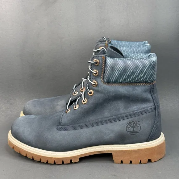 TIMBERLAND PREMIUM 6 INCH WATERPROOF NAVY BLUE  BOOTS men’s 8.5