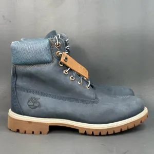 TIMBERLAND PREMIUM 6 INCH WATERPROOF NAVY BLUE  BOOTS men’s 8.5