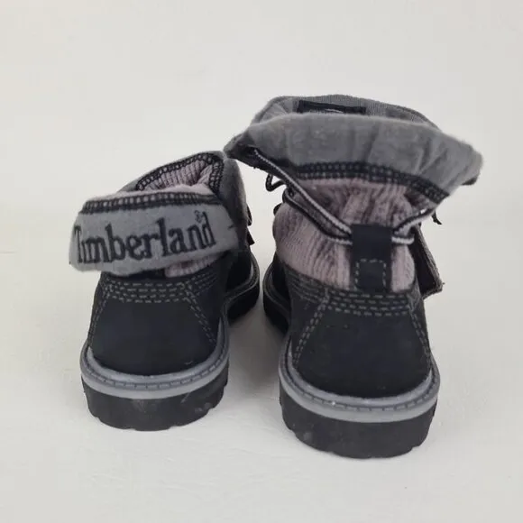 Timberland Roll Top TODDLER Boots  Waterproof Black Leather Size 8 THRML