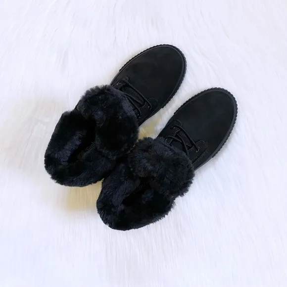 Timberland Skyla Bay Fleece Fold Down Black Sneaker Boots