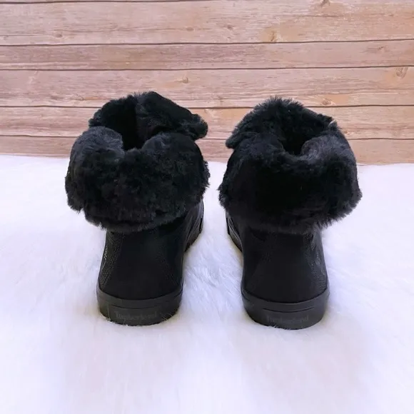 Timberland Skyla Bay Fleece Fold Down Black Sneaker Boots