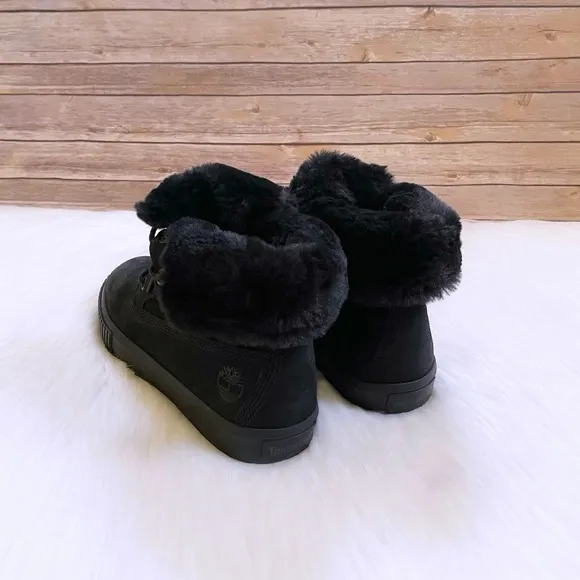 Timberland Skyla Bay Fleece Fold Down Black Sneaker Boots