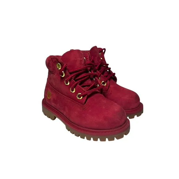 Timberland Sz 6 M Classic 6 Inch Premium Dark Red Nubuck Leather Toddler Boots