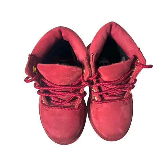 Timberland Sz 6 M Classic 6 Inch Premium Dark Red Nubuck Leather Toddler Boots