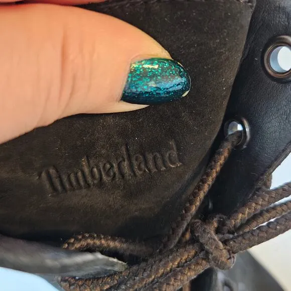 Timberland Tillston’s Lace Up Double Collar Black Leather Ankle Bootie Women's 7