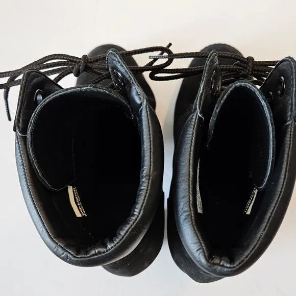 Timberland Tillston’s Lace Up Double Collar Black Leather Ankle Bootie Women's 7