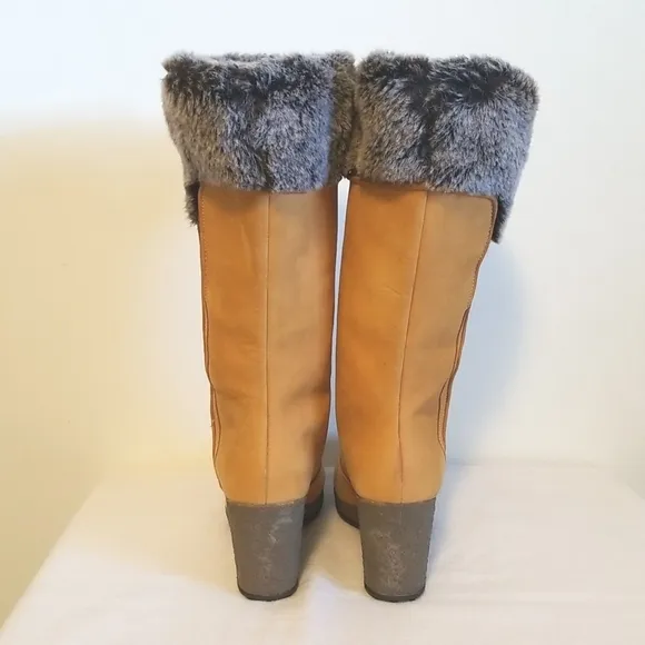 Timberland Wedge Suede Fur Boots Size 6.5