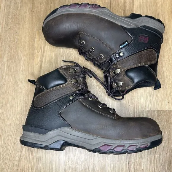 Timberland WOMEN'S 9.5 HYPERCHARGE 6-INCH WATERPROOF COMP-TOE BOOTS LACE UP