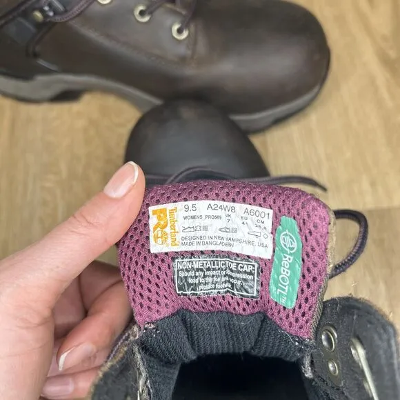 Timberland WOMEN'S 9.5 HYPERCHARGE 6-INCH WATERPROOF COMP-TOE BOOTS LACE UP