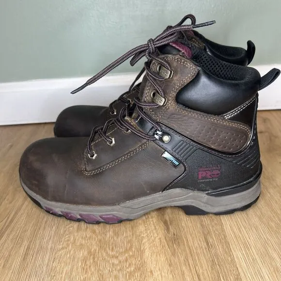 Timberland WOMEN'S 9.5 HYPERCHARGE 6-INCH WATERPROOF COMP-TOE BOOTS LACE UP