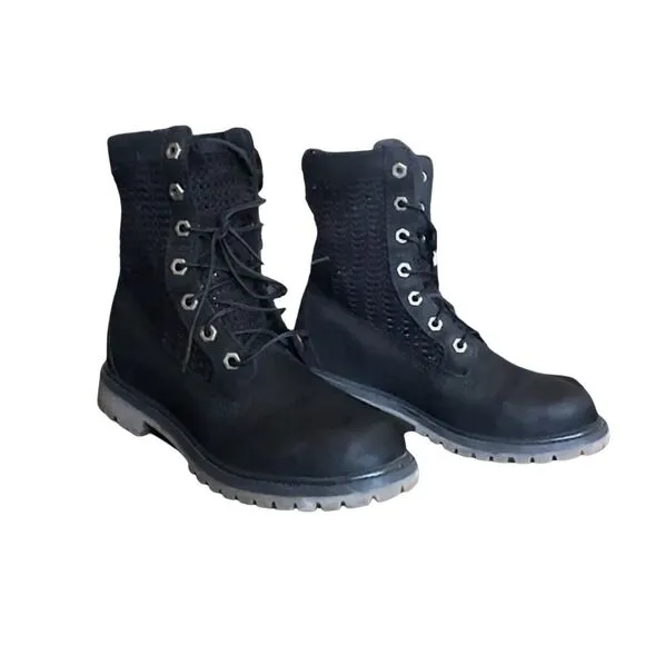 TIMBERLAND WOMEN'S AUTHENTICS OPEN WEAVE 6” BOOT – Black Nuback - Size 7  ***Ite