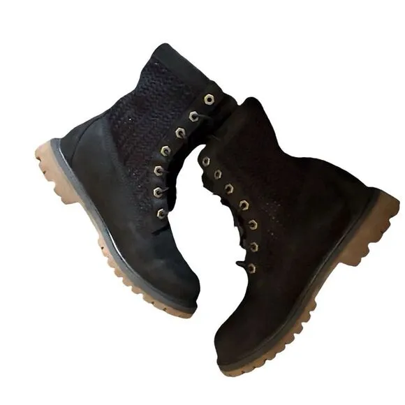 TIMBERLAND WOMEN'S AUTHENTICS OPEN WEAVE 6” BOOT – Black Nuback - Size 7  ***Ite