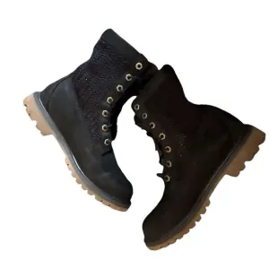 TIMBERLAND WOMEN'S AUTHENTICS OPEN WEAVE 6” BOOT – Black Nuback - Size 7  ***Ite