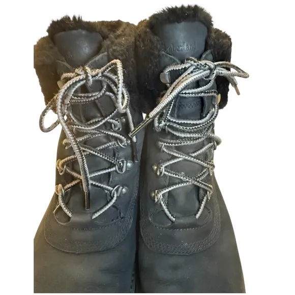 Timberland Women's Courmayeur Valley Boots Black Nubuck Leather Sz 10