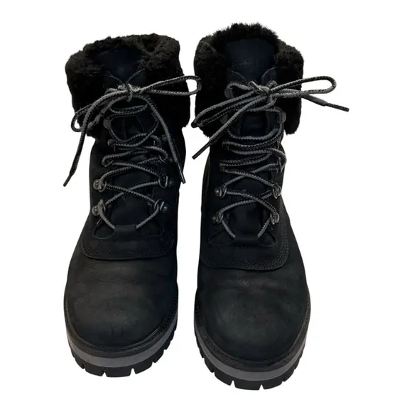Timberland Women's Courmayeur Valley Boots Black Nubuck Leather Sz 10