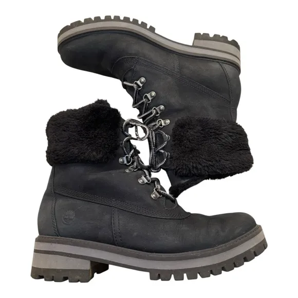 Timberland Women's Courmayeur Valley Boots Black Nubuck Leather Sz 10