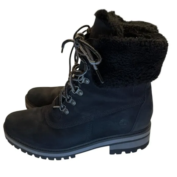 Timberland Women's Courmayeur Valley Boots Black Nubuck Leather Sz 10