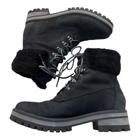 Timberland Women's Courmayeur Valley Boots Black Nubuck Leather Sz 10