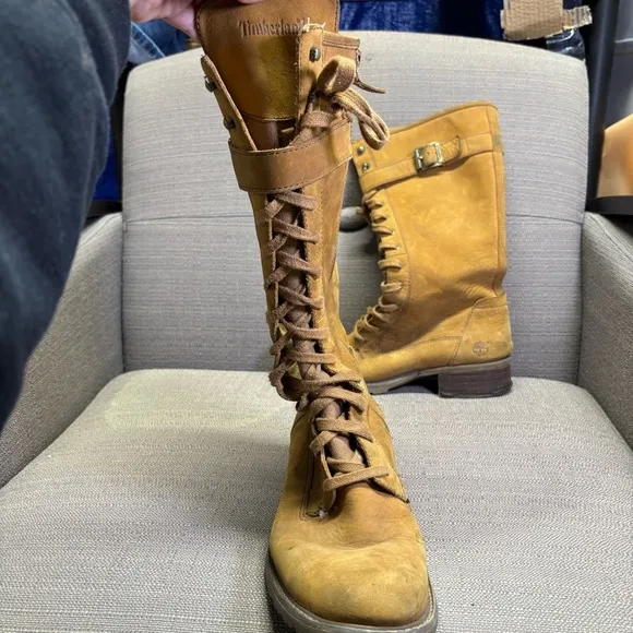 Timberland Women's Tan Tall Leather suede Boots 10