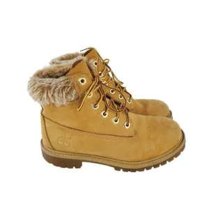 Timberland Girls Wheat Premium 6 inch Waterproof Faux Fur Winter Boots Size US 4
