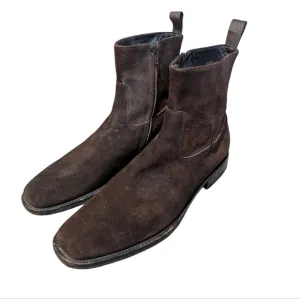To Boot NY Adam Derrick Brown Suede  Square Toe Boots 10.5 Made in Italy