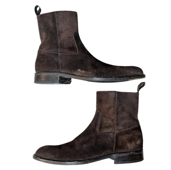 To Boot NY Adam Derrick Brown Suede  Square Toe Boots 10.5 Made in Italy
