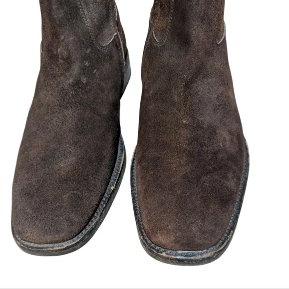 To Boot NY Adam Derrick Brown Suede  Square Toe Boots 10.5 Made in Italy