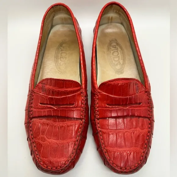 Tod’s Alligator Crocodile Drivers Loafers Shoes size‎ 36- US Size 6