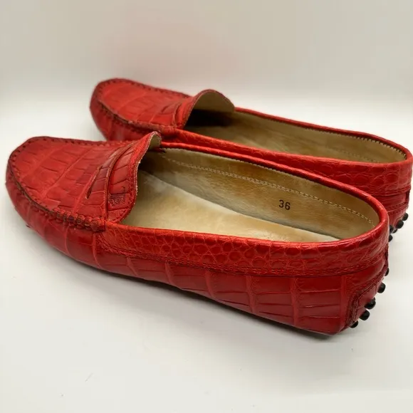 Tod’s Alligator Crocodile Drivers Loafers Shoes size‎ 36- US Size 6