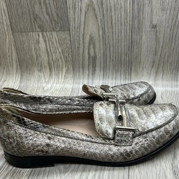 Tod’s Double T Croc-Embossed Leather Loafers