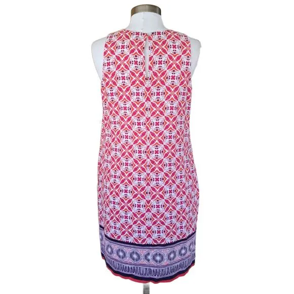 TOMMY BAHAMA Tropical Terrazza Sleeveless Linen Shift Dress Small Paradise Pink